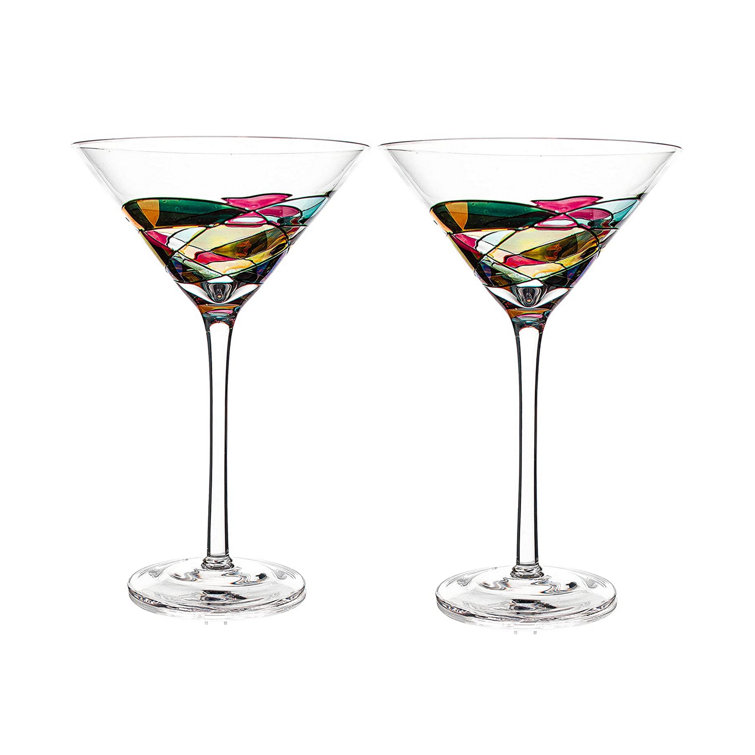 Ivy Bronx Hand Painted Stained Glass Martini Glasses 8 Oz Set Of 2